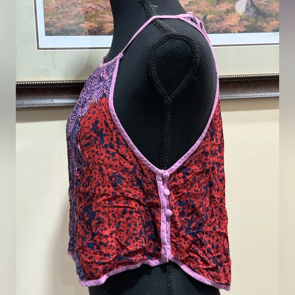 Free People Break Free Paisley Print Tie Back Tank